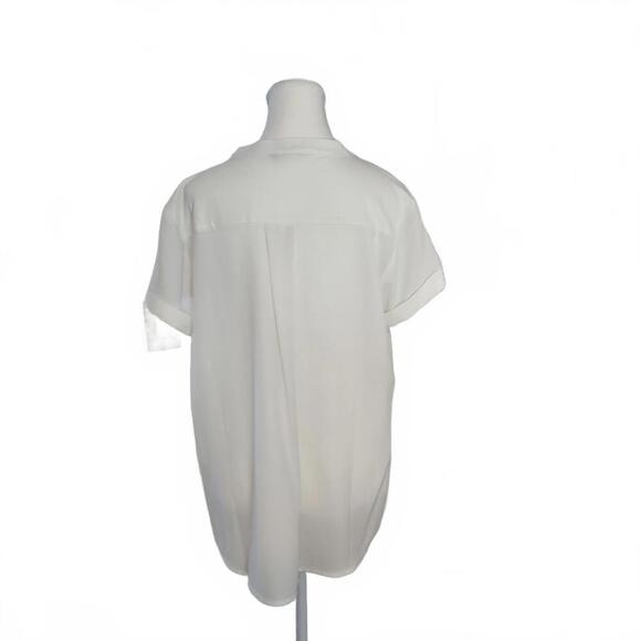 Simply Vera Vera Wang Women's White Short Sleeve Blouse Size XL - Picture 2 of 9